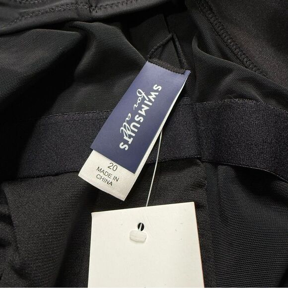 Swimsuits For All Black Hi-Cut One Piece Swimsuit with Flirty Back Tie Sz 20 NWT - Picture 7 of 10